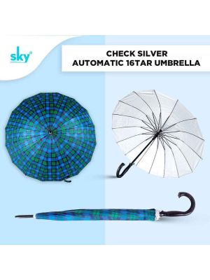 Check Blue 16tar Automatic Sky Umbrella