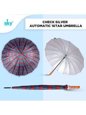 Check Red 16tar Automatic Sky Umbrella